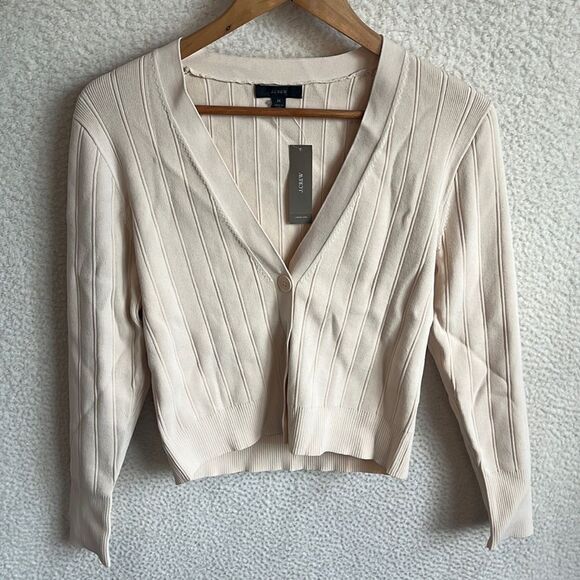 J Crew Supersculpt V-neck cardigan‎ sweater Womens Medium Ivory - Picture 2 of 8